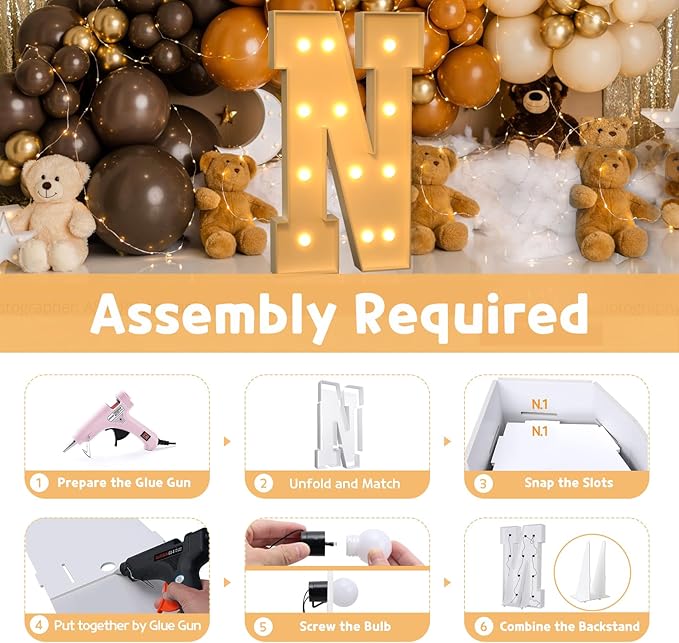 imprsv 4FT Marquee Light Up Letters for Birthday Party Decorations Large Marquee Letters for Wedding Event Bridal Shower Engagement Anniversarty Party Decor,Letter N