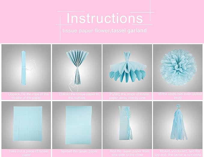 Gender Reveal Decorations Blue Pink - 23pcs Tissue Paper Flowers Pom Poms Boy Or Girl Banner Tassel Garland Streamers Baby Party Supplies Gender Reveal Theme Gold Hanging Decor Ideas