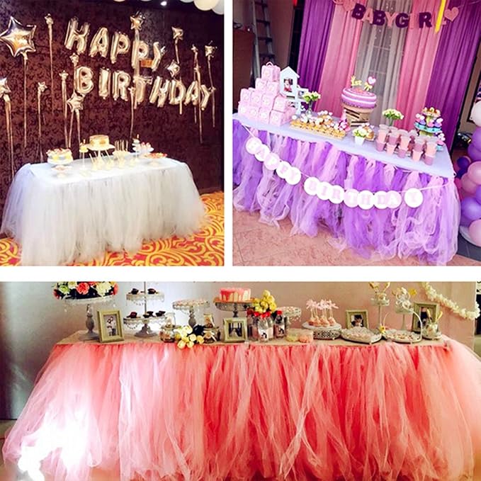 Crystal Organza Tulle Sheer Fabric Backdrop Curtains for Wedding Baby Shower Birthday Party Event Decor, 19” by 30 Yard (Purple)