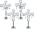 5-Arm Crystal Candelabra Centerpiece 23.2" Tall - Elegant Candle Holder Stand with Crystal Bowl, Chic Table Decor for Weddings, Parties, Anniversary & Home Decoration (4, Silver)
