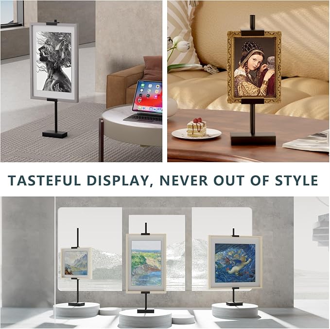 Tabletop Picture Frame Stand, Adjustable for Frames Up to 29" H, Frame Holder Stand Table Easels for Display, Metal Standing Easel Display Stand for Picture Frames, Artwork, Canvas (Black)