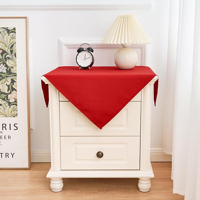 2 Pack Small Square Table Cloth 24X24 Inch Red Washable Fabric Tablecloth Polyester Solid Table Cover for Night Stand End Table Side Table Outdoor Indoor