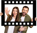 Upgraded 32 x 24 Inch Large Photo Booth Props Picture Frame Vintage Photo Frame Friends Selfie Props for Wedding Mexico Birthday Bachelorette Graduation Party Supplies (Filmstrip Style)