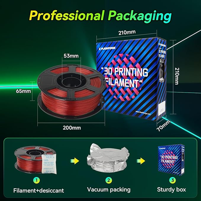 FLASHFORGE Xmas Series Rapid PLA Filament Aurora Red, High Flow Speedy 3D Printer Filament Max 500mm/s High-Speed Printing, Radiated Unparalleled Brilliance, Twinkling and Ultra-Smooth Finish