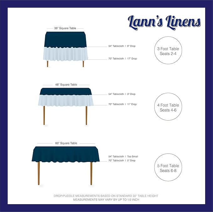 Lann's Linens - 10 Premium 70" Square Tablecloths for Wedding/Banquet/Restaurant - Polyester Fabric Table Cloth - Navy Blue