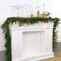 2 Pcs Artificial Norfolk Pine Garlands Christmas, 15 FT Dense Real Touch Winter Pine Garland Ornament, Green Artificial Greenery Garland for Table, Mantle, Wall, Indoor, Outdoor Christmas Decorations