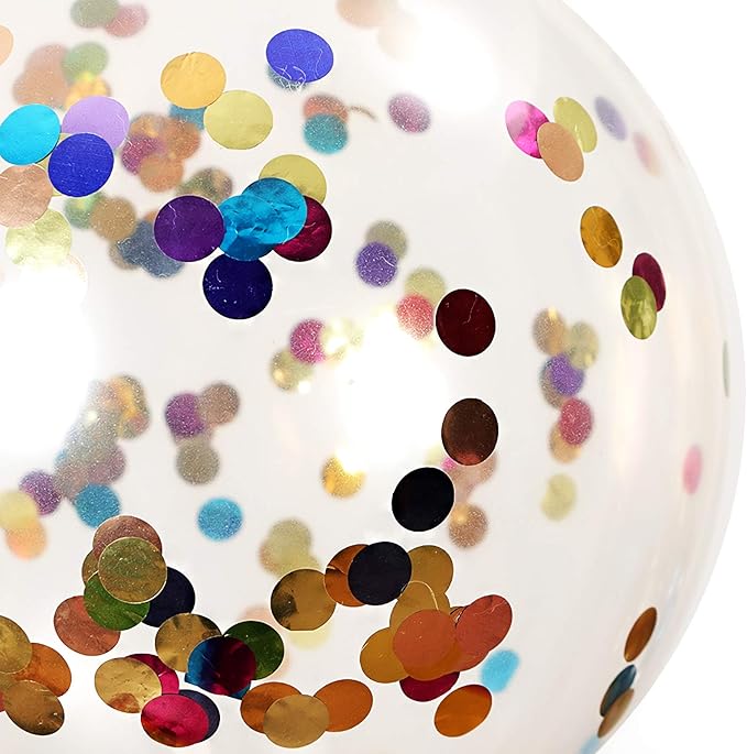 Rainbow Confetti Balloons, 25 Pcs Thickened 12 Inch Clear Latex Balloon with Colorful Confetti Inside for Graduation Engagement Bridal Shower Party Baby Shower Birthday Party Decorations Supplies