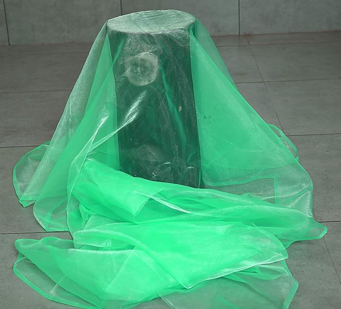 VDS Mint Organza Fabric, 5 Yards Continuous, 45” Wide, Wedding Party Decoration Iridescent Crystal Sheer Shiny Organza Tulle Bridal Dress DIY Crafts Costume Sewing Backdrop Arch Cloth