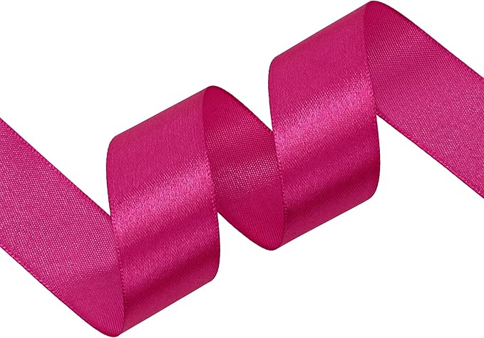 Rose Red Satin Ribbon 1 inch X Continuous 25 Yards, Single Face Polyester Ribbon Perfect for Gift Wrapping, Flower Bouquet, Wedding Decor, Crafts, Bow Making, Sewing and More