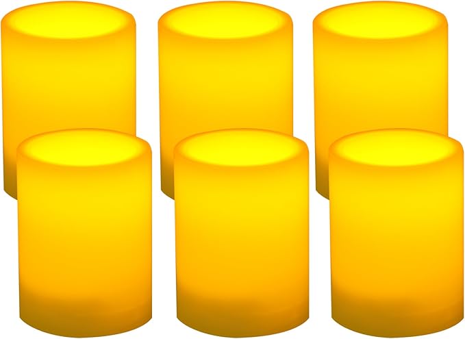 CANDLE CHOICE Battery Operated Flameless Votive Candles with Timer Long Lasting Realistic Flickering Electric Tea Lights Set Halloween Christmas Wedding Decorations Centerpieces Batteries Incl. 6 PCS