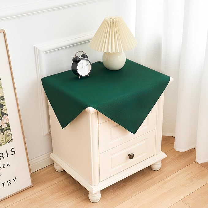2 Pack Small Square Table Cloth 24X24 Inch Green Tablecloth Washable Polyester Solid Table Cover for Night Stand End Table Side Table Outdoor Indoor