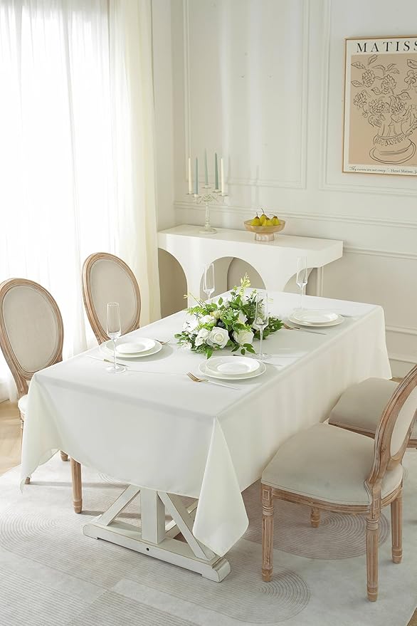 Craft And Party 60" X 126" Rectangular Polyester Tablecloth (Ivory)