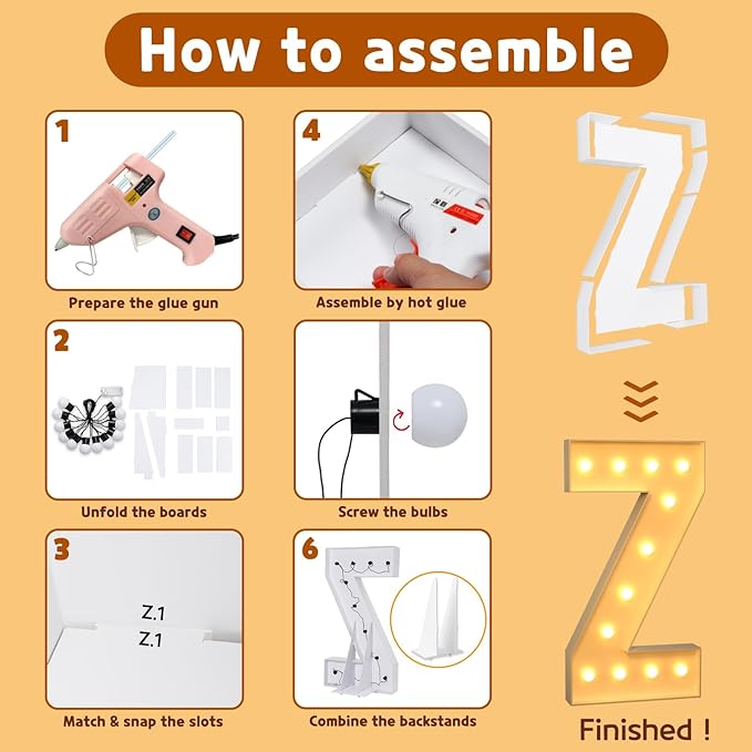imprsv Marquee Light Up Letters, 4FT Mosaic Letters with Light for Baby Shower Graduation Party Decor, Large Z for Engagement Wedding Party Decorations (Need to Assemble)