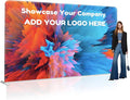 Custom Stand Backdrop with Aluminum Stand, 7.5x10ft Commercial Tension Fabric Banner, Single-Sided Printing for Trade Show, Weddings, Party, Business