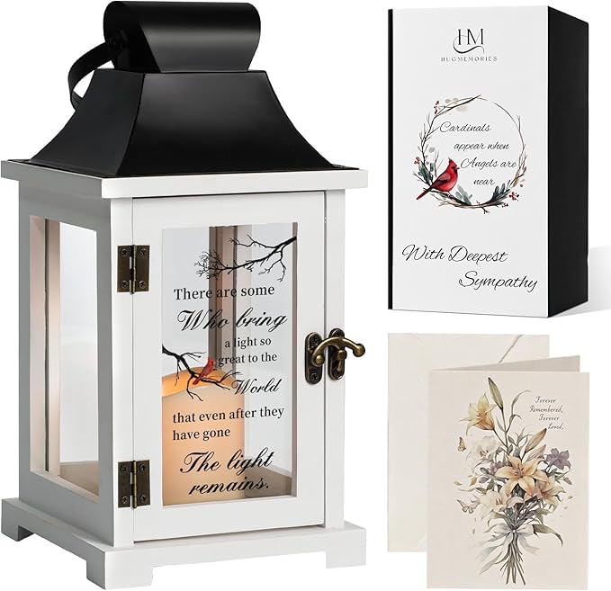 Memorial Lantern - Bereavement Sympathy Gifts for Loss of Loved One Mother Father, Thoughtful Funeral Gifts in Memory of Loved One with LED Candle