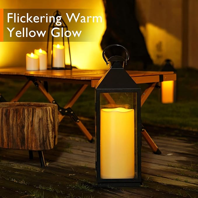 Homemory 6" x 12" Extra Large Outdoor Waterproof Candle with Auto 6-Hour Timer, Ivory Plastic Made, Long Last for Half A Year, Set of 2