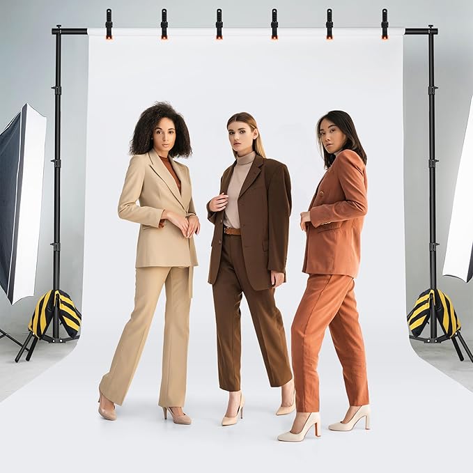 Backdrop Stand 10 x 7.5 FT for Photography Studio, Adjustable Photo Backdrop Stand Kit for Parties, Background Stand with Sandbags, Spring Clamps, Carrying Bag