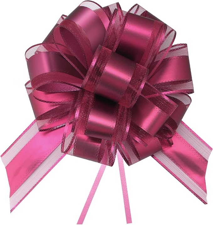 7 Pieces Large Pull Bows, 6 inche, Big Bow for Gift Wrapping, Christmas Party Birthday Gift, Wedding Baskets,Valentine's Day Gift Decorations, Flower Decoration (Wine red)