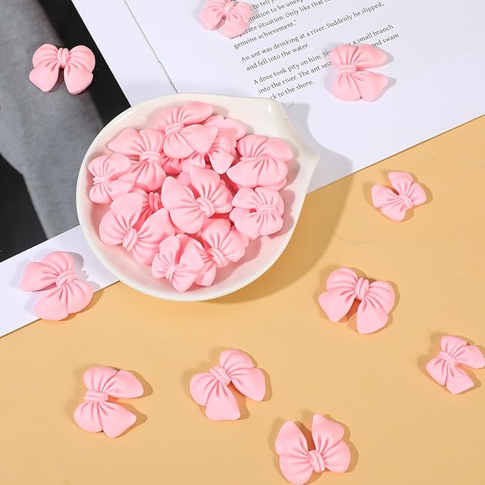 30Pcs Pink Bow Cupcake Decorations, Bow Cake Topper Supplies, Pink Bows Cupcake Toppers, Bowknot Cupcakes Toppers Cake Dessert Picks Decoration for Baby Shower Birthday