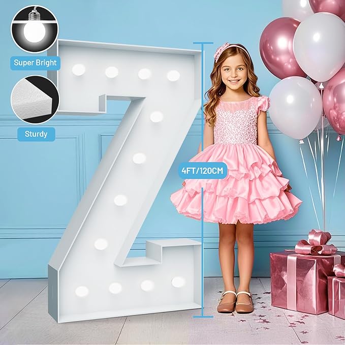 4FT Marquee Light Up Letters - Cool White Light Up Letters Z with Fixed Water Bag, Party Decoration Large Marquee Light Up Letters can Be Used for Wedding Decoration, Birthday Party Decoration