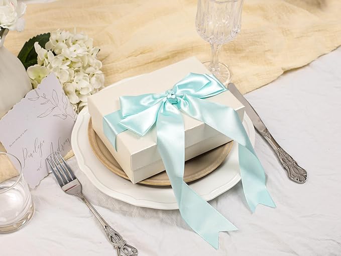 Light Blue Satin Ribbon 1-1/2 inch X Continuous 50 Yards, Single Face Polyester Ribbon Perfect for Gift Wrapping, Flower Bouquet, Wedding Decor, Crafts, Bow Making, Sewing and More