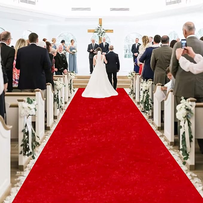 MODFUNS Red Carpet Runner for Party Wedding Aisle Runners 4x20FT Velvet Wedding Aisle Runner Rug with Carpet Taps Rustic Runway Rug for Birthday Party Banquet Reception Decoration
