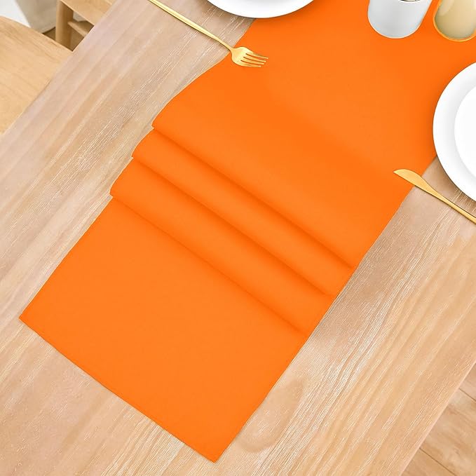 2 Pack Orange Long Table Runner 12 x 108 Inch Solid Color Farmhouse Runners Coffee Table Dresser for Daily Party Home Decoration