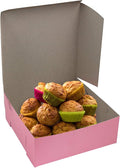 MT Products Pink Cupcake Boxes 8" x 8" x 3" - Bakery Boxes No-Window (Pack of 15) - Made in the USA
