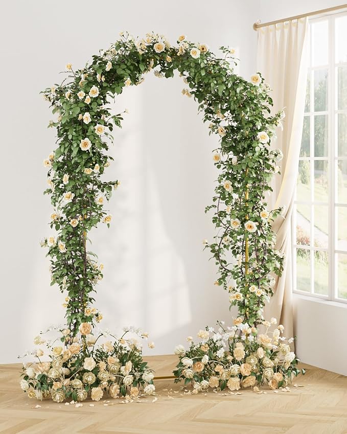 Wedding Arch, Gold Metal Arch Backdrop Stand, Balloon Arch Stand Wedding Frame for Ceremony Decoration (Gold, 7.2FT Arch Backdrop)