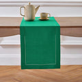 Solino Home Linen Emerald Green Table Runner 72 Inches Long - 100% Pure Linen Hemstitch Table Runner 14 x 72 Inch for Dresser, Dining, Christmas - Classic Hemstitch