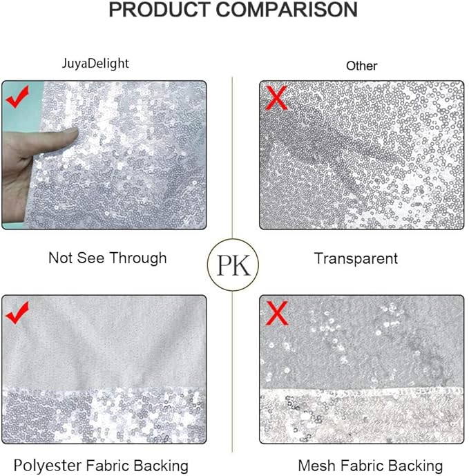 Silver Sequin Backdrop Curtains, Silver Backdrop 6ftx6ft Glitter Photo Backdrop Curtain for Party Decoration Thickened Sparkle Photoshoot Background NO See-Through