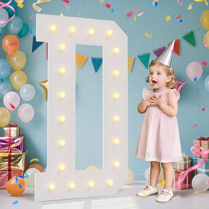 4FT Marquee Light Up Letters - Large Marquee Letters 4 Feet Tall for Birthday Party Decorations, Big Letter for Wedding Event Marry Me Baby Shower Bridal Shower, Letter D