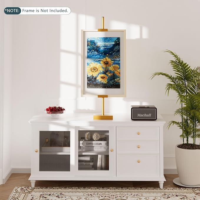 Tabletop Picture Frame Stand, Adjustable for Frames Up to 29" H, Frame Holder Stand Table Easels for Display, Metal Standing Easel Display Stand for Picture Frames, Artwork, Canvas (Gold)