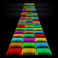 Haull 118 x 39 Inch Neon Light up Dance Floor Glow in The Dark Runner UV Reactive Blacklight Floor Aisle Runner Decor Wall Props for 80s 90s Neon Birthday Party Decorations(Dynamic Grid)