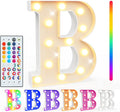 Pooqla Colorful Light Up Letters with Remote, Upgraded 35 Colors LED Marquee Letters, RGB Lighted Letter for Girls Teenager Gift, Birthday, Party, Wedding, Night Light, Room, Bedroom Decor, Letter B