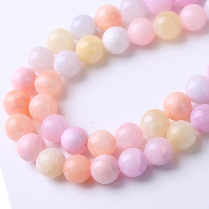 Colorful Rice Topaz Stone Beads Gemstone Round Crystal Energy Jade Beads Stone Beads for Jewelry Making DIY Bracelet Necklace Jewelry Making 1 Strand 15.5inch 31PCS 12MM