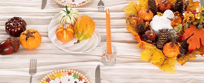 Ivory White Cheesecloth Table Runner 12 Pack Fall Table Runners Boho Gauze 120 Inches White Cheese Cloth Fall Table Decorations for Thanksgiving Weddings Bridal Baby Shower