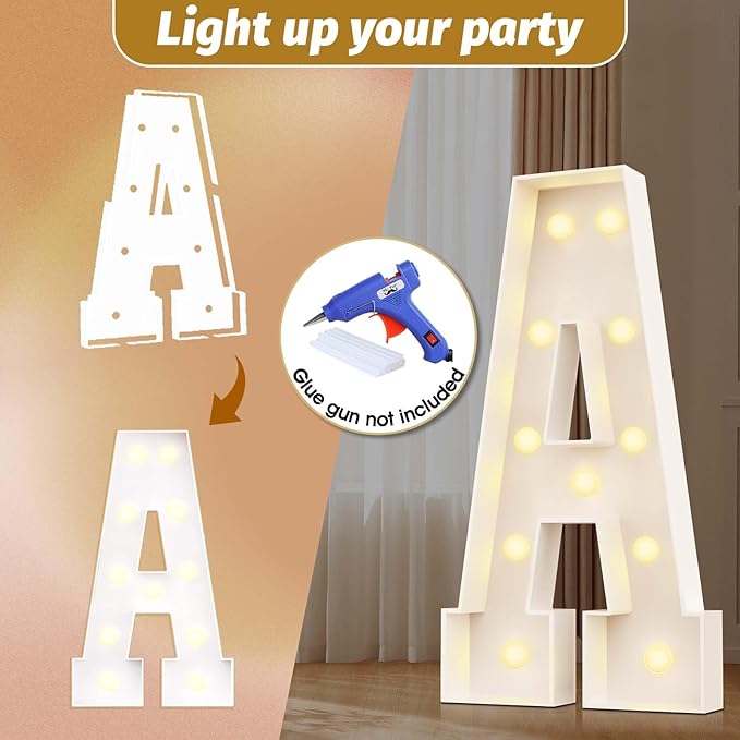 Ledido Marquee Letters 4FT Light Up Letter Marquee Lights Sign, 4 Feet Tall Large Light Up Signs Alphabet Letters Party Lights Decoration for Birthday Graduation Baby Shower Wedding Letter A