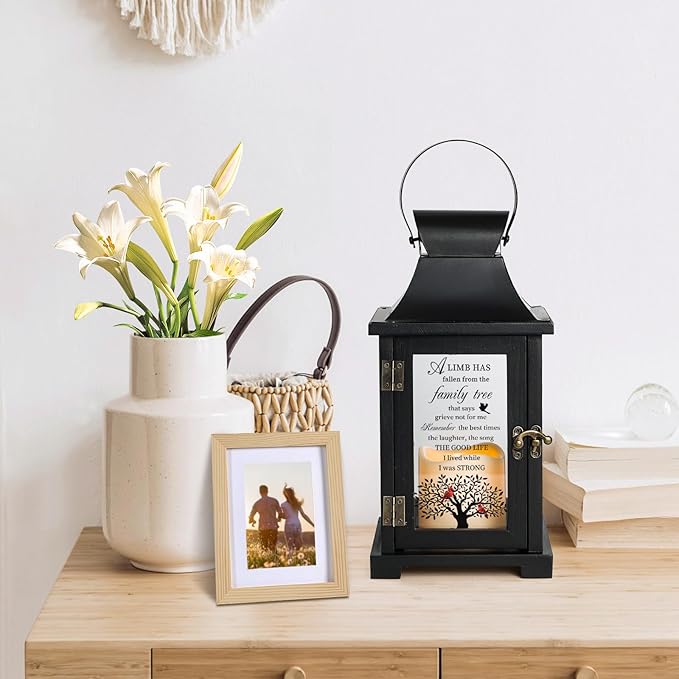 Memorial Lantern - Bereavement Sympathy Gifts for Loss of Loved One Mother Father, Thoughtful Funeral Gifts in Memory of Loved One with LED Candle