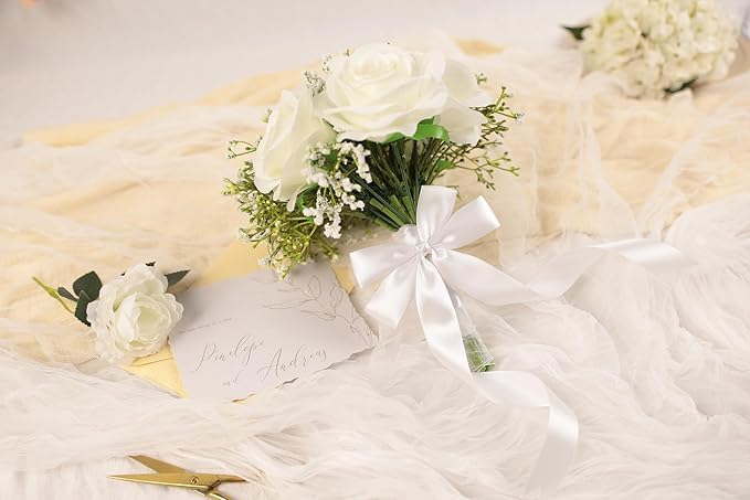 White Satin Ribbon 1 inch X Continuous 50 Yards, Single Face Polyester Ribbon Perfect for Gift Wrapping, Flower Bouquet, Wedding Decor, Crafts, Bow Making, Sewing and More