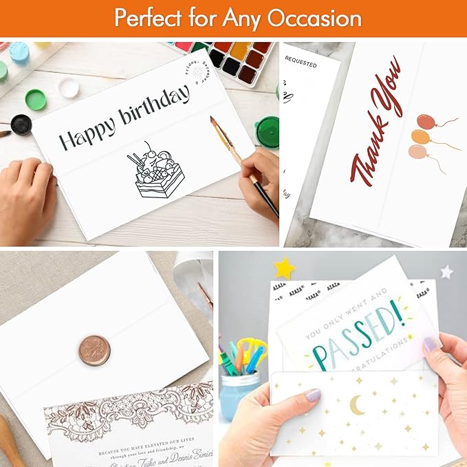 100 Pack A2 White Envelopes Self Sealing Adhesive Perfect for Weddings, RSVP, Invitations, Baby Shower,Greeting Cards,Announcements, Thank You Notes| A2(4.375 x5.75 Inches)