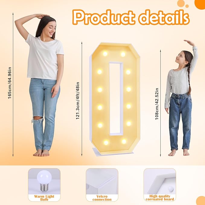4ft Marquee for Numbers 0, 2025 Light up Numbers for Party Decorations, Multifunctional Plastic Marquee for Numbers 4 Feet Tall, Number 0 for 30th 40th 50th Birthday Decorations,60th 70th Anniversary Party Decor (Number 0)