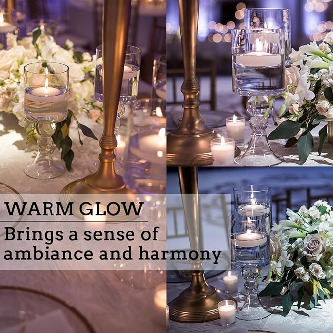 3 Inch Floating Candles Set of 24, Unscented White Candles for Wedding, Pool Party, Holiday Centerpieces & Home Decor