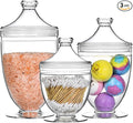 Acrylic Apothecary Jars with Lids, 3-Piece Vanity Organizer Canisters, Storage Container Jars for Bathroom, Laundry Room, Kitchen, Candy Buffet