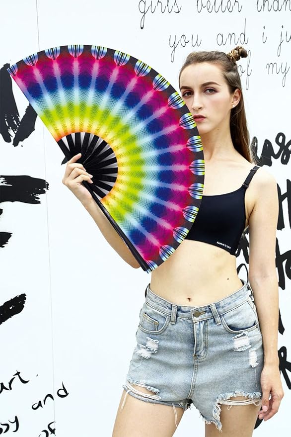 Amajiji Large Folding Hand Rave Fan Popping Fan for Line Dancing Clacking Fans for Boots On The Ground Dance,Party,Decoration,Festival (Ａperture)