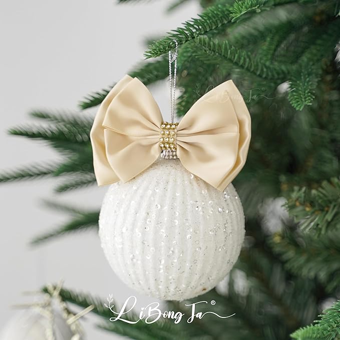 Champagne Gold Ribbon Bow 4'' Premade Satin Bows, Gift Bows with Rhinestone, Wrapping Bow for Presents, Greeting Cards, Treat Bags, Wine Bottle, Valentines Bows for Gift Wrapping-12 Counts