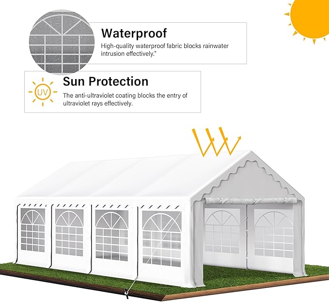 HERA'S PALACE 13'x 26' Outdoor Tents for Parties Large Canopy Tent with 10 Removable Sidewalls Heavy Duty Party Tent for Graduation Wedding and Birthday (White)