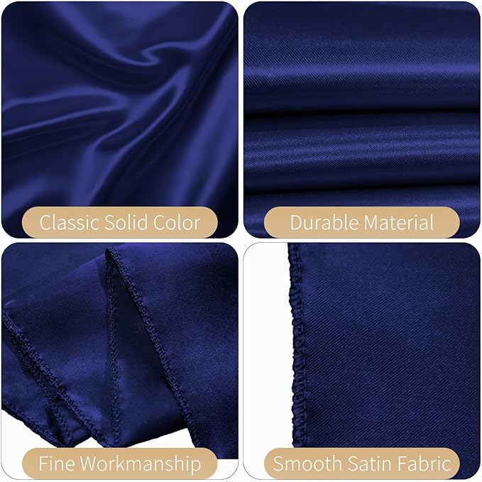 50 PCS Satin Chair Sashes Bows Decorative Universal Chair Cover Chairs Ribbon Ties Back Sash for Wedding Party Halloween Ceremony Reception Hotel Banquet Events Restaurant Decor(7 x 108inch,Navy Blue)