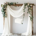 Wokceer Ivory Wedding Arch Draping Fabric Backdrop 4 Panels 28.7" X 20FT Sheer Drapes Fabric for Wedding Arbor Ceremony Party