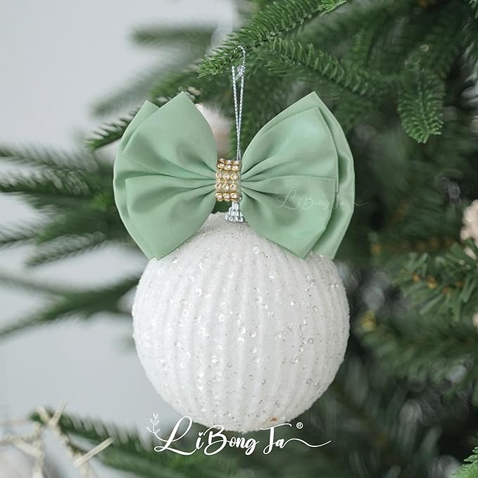 Moss Green Ribbon Bows 4'' Premade Satin Bow, Gift Bows with Rhinestone, Wrapping Bows for Presents, Greeting Cards, Treat Bags, Wine Bottles, Valentines Bows for Gift Wrapping-12 Counts